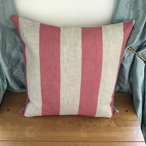 Cushion Covers made from Cabbages and Roses broad striped linen