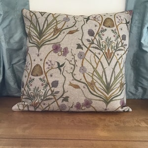 Cushion cover made from Angel Strawbridge’s Escape to the Chateau Cushion fabric in "Potagerie" in linen or cream