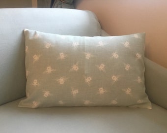Sweet Bees duck egg blue cushion cover
