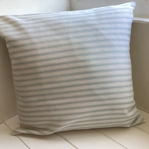 Duck egg blue and Ivory Ticking Cushion Cover