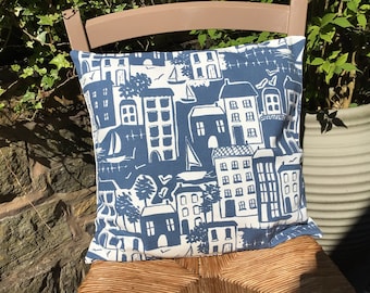 Blue and White Harbour Cushion Covers