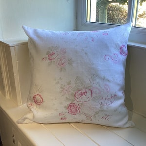 Cushion Covers In Peony and Sage Bella Rosa Linen