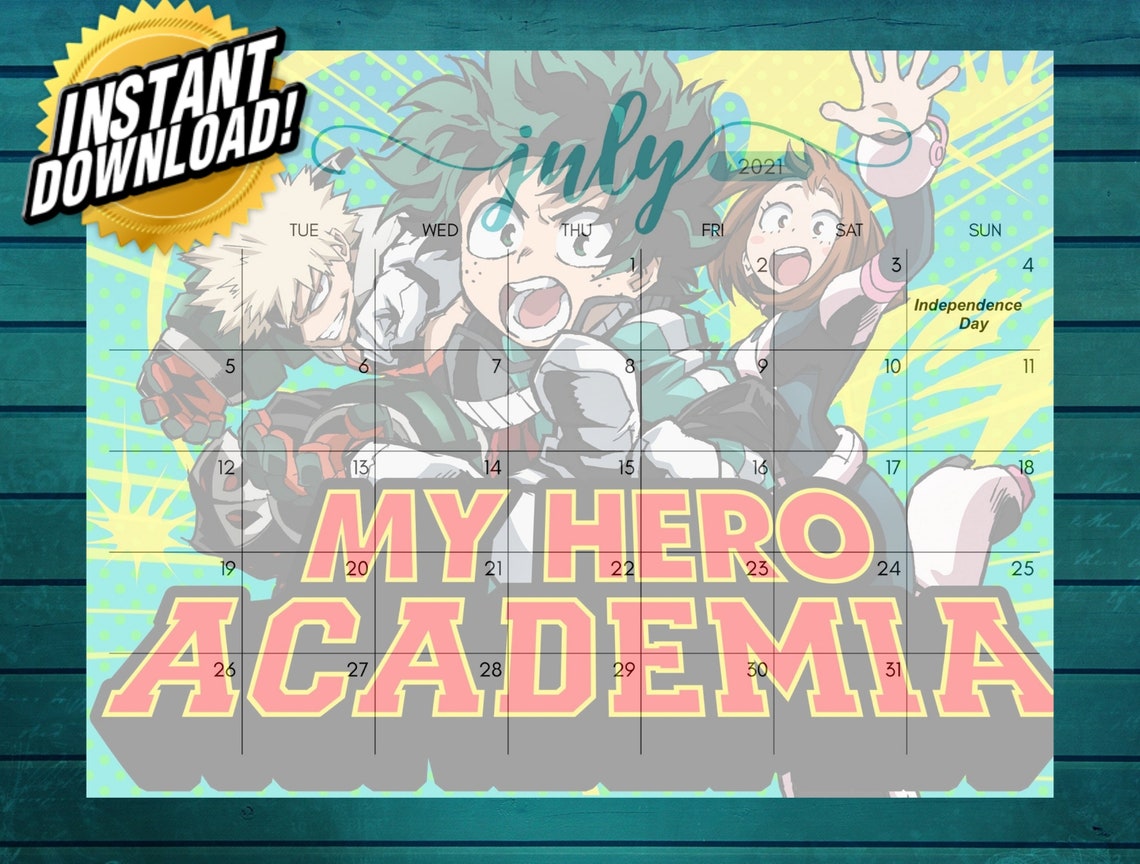 My Hero Academia Julio Diciembre Calendario Etsy