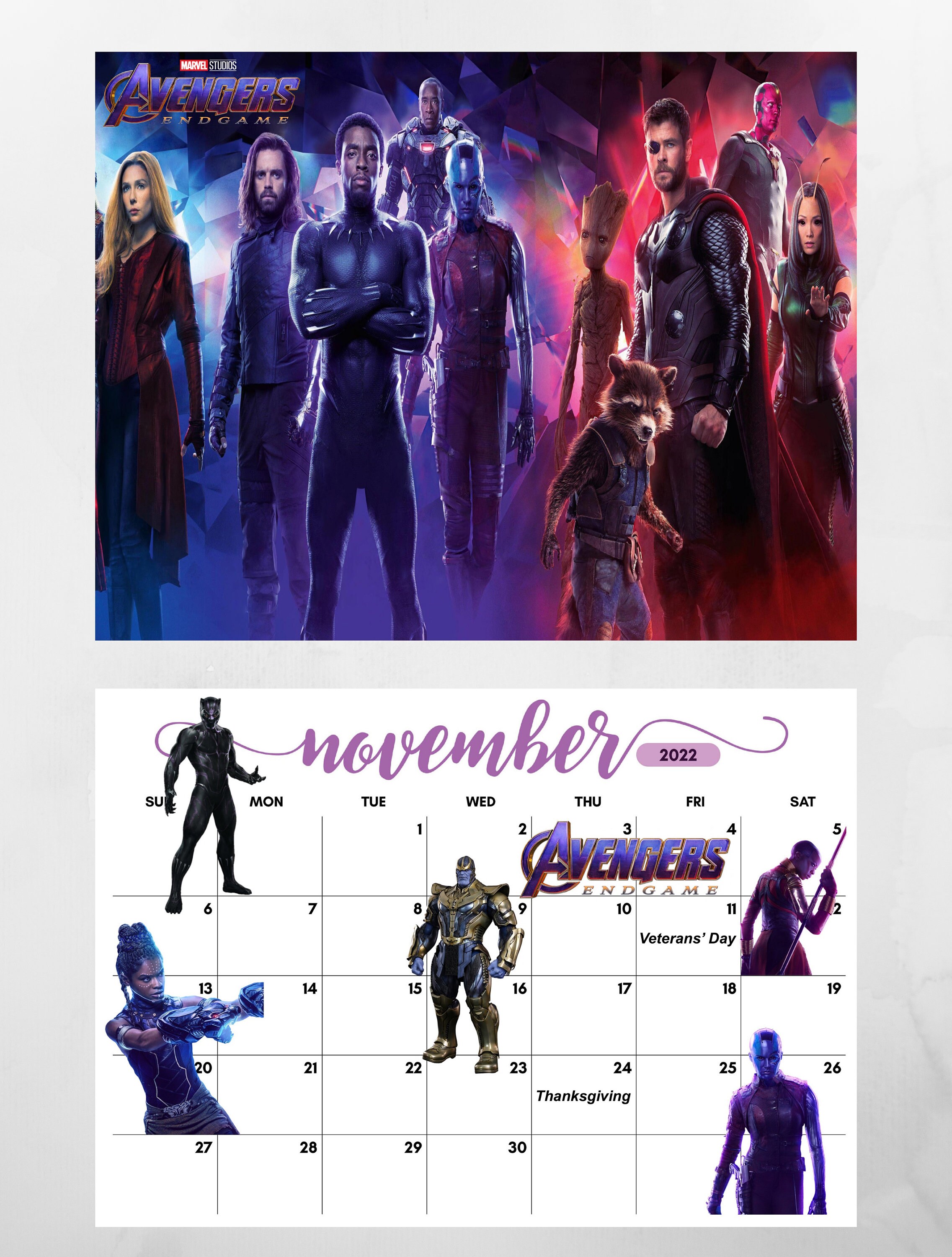 Avengers 2022 Calendar Etsy Ireland
