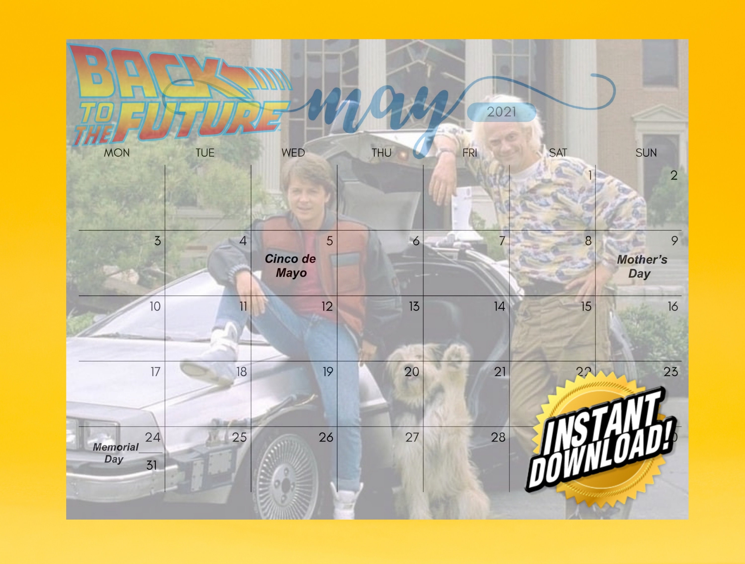 Back to the Future Digital/Printable calendar 2021 Etsy