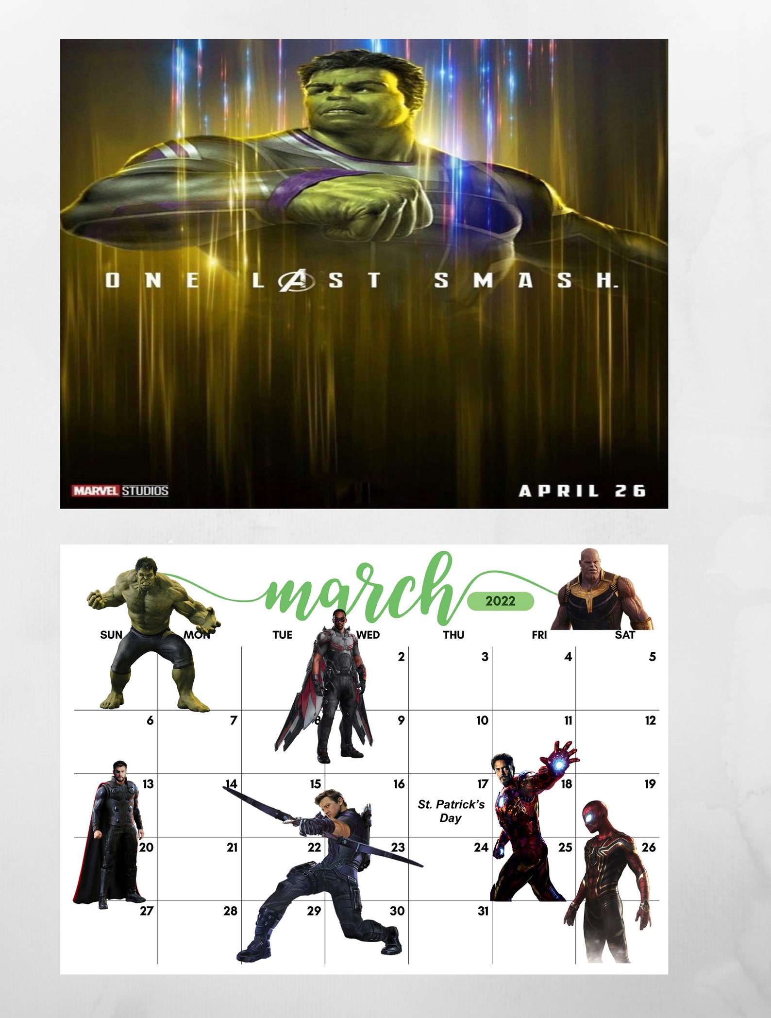 Avengers 2022 Calendar Etsy Ireland