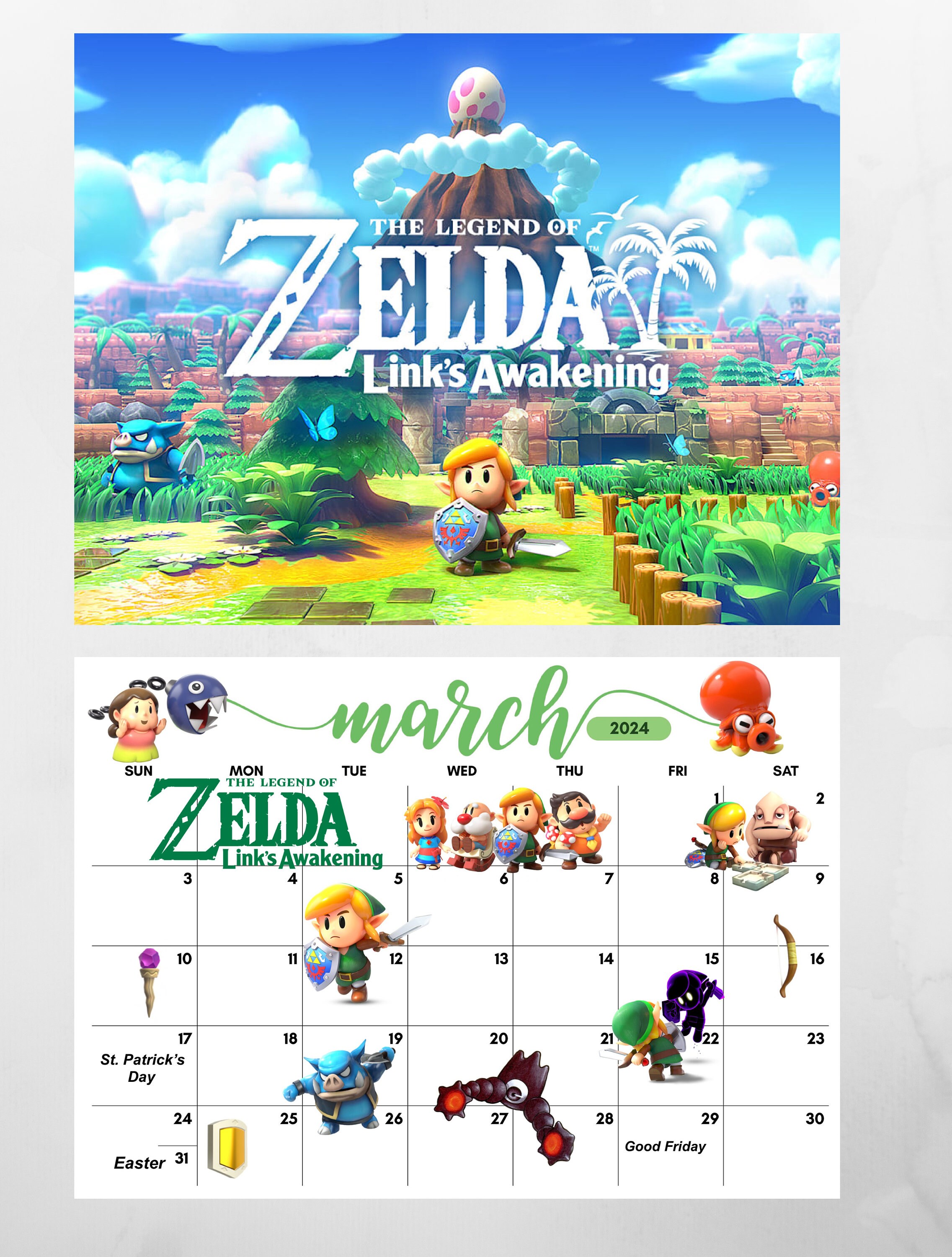 Legend of Zelda 2024 Wall Calendar - Book Summary & Video