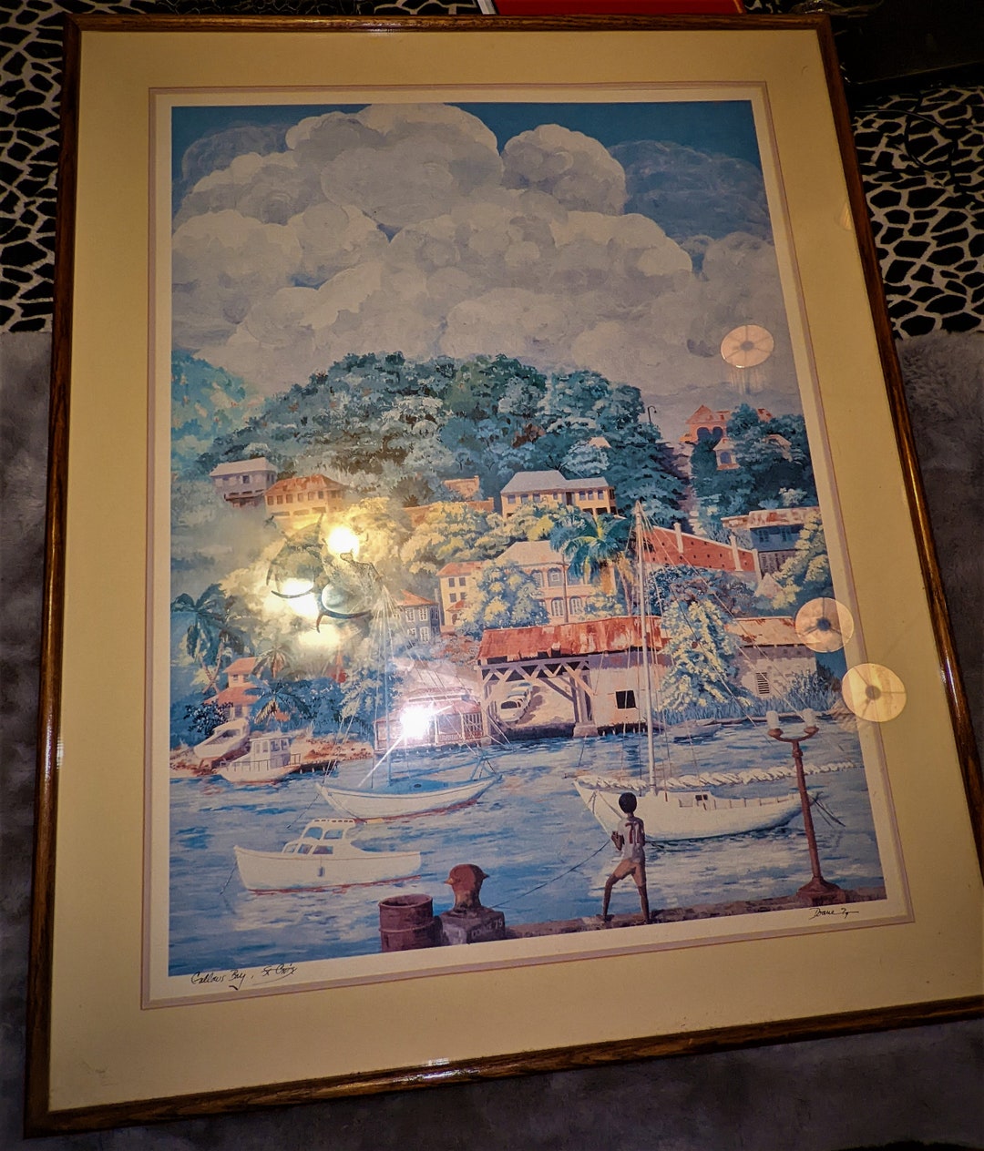 Vintage 1979 Gallows Bay St. Croix Framed & Matted Lithograph Signed Etsy