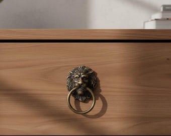 6pcs Vintage Lion Head Ring Pulls Drawer Knobs For Dressers Wardrobes Jewelry Boxes