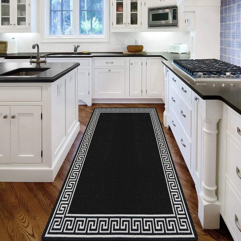 KALKI Black Kitchen Mats NonSlip Gel Back Washable Mat Indoor Etsy
