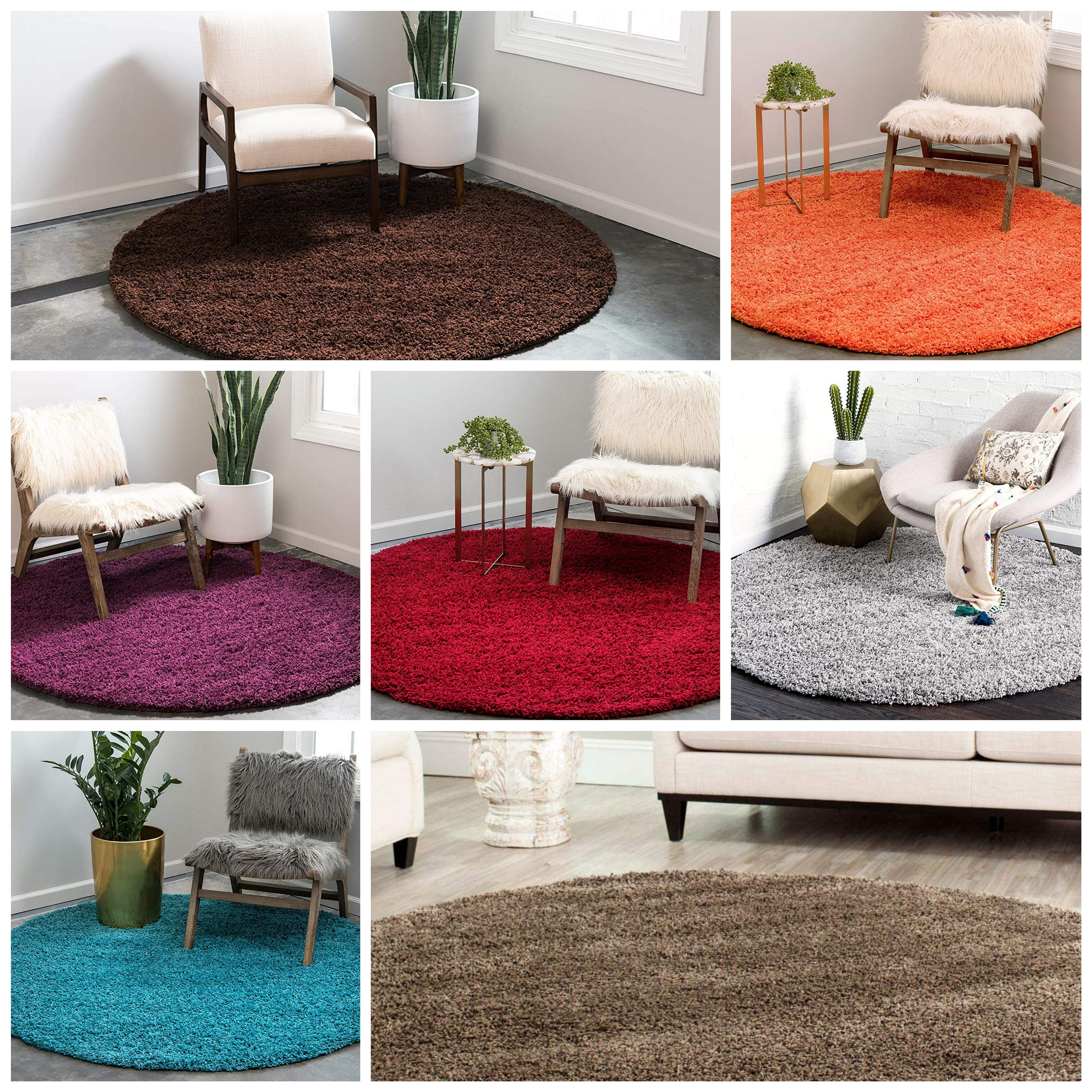 KALKI Circle Shaggy Rug Small X Large Round Shag Pile Mat 5cm Etsy