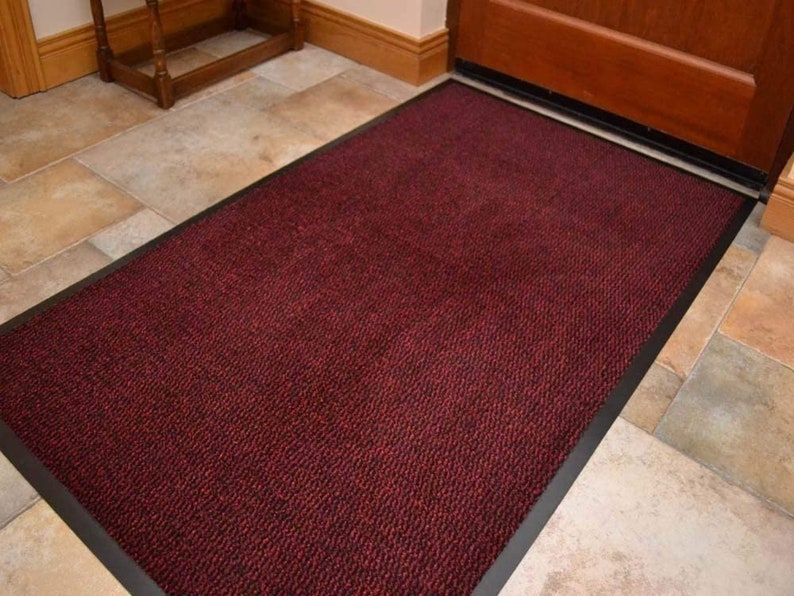 KALKI RED Heavy Duty Barrier Mats Non Slip Rubber Mat Floor Mats Kitchen Rugs Washable Light Weight Indoor Outdoor Rubber Door Mat