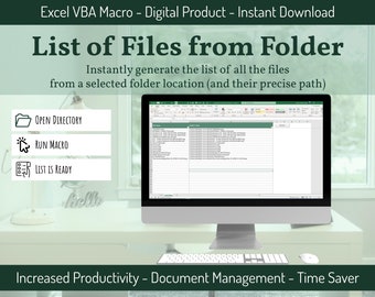 Create list of all files and folders (title and path) from a specific location | Excel Automatic Tool | Productivity with Excel VBA Macro