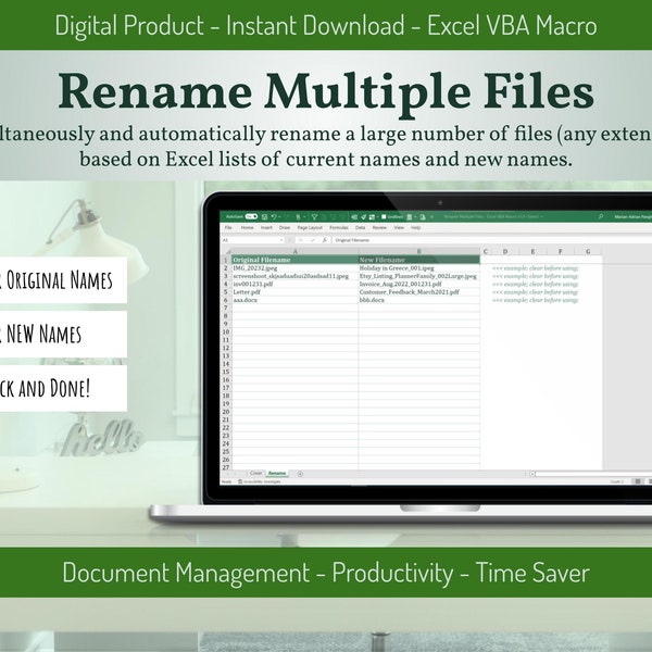 Renommez plusieurs fichiers simultanément à l'aide d'Excel Macro VBA | Fonctionne instantanément pour n'importe quelle extension de fichier | Outil de piratage automatique