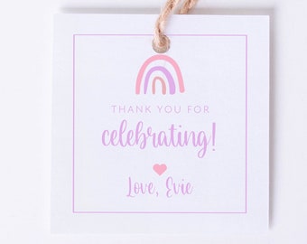Pink & Purple Rainbow Party Favor Tag Template, Party Gift Tags, DIY Gift Tags, DIY Party Tags, Printable Favor Tags, Birthday Printables