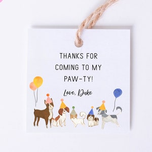 Let&#39;s Pawty Favor Tags Template, Printable Party Favor Tags, Editable Birthday Party Favor Tags, Treat Bag Tags Template, Instant Download
