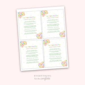 St. Patrick&#39;s Day DIY Cookie Decorating Kit Instructions, Cookie Decorating Instructions Cards, Card Templates, Printable Cookie Cards, DIY