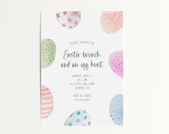 Easter Egg Hunt Invitation Template, Easter Invitation, Easter Brunch Invitation, Instant Download, Printable Invitation, Spring Invitation