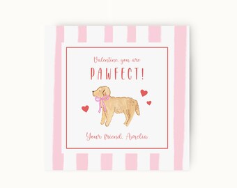 Modello stampabile per biglietto di San Valentino con cucciolo "Sei Pawfect", San Valentino con cucciolo, San Valentino "Sei Pawfect", San Valentino per bambini in età prescolare