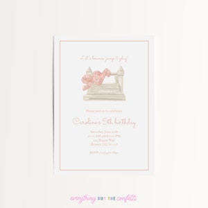Printable Bounce House Birthday Invitation Template, Bounce Jump and Play Birthday Invite for Girls, Pink Digital Party Invitation for Girls
