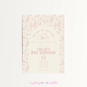 Ce n'est pas mon premier modèle d'Invitation rodéo, deuxième modèle d'Invitation d'anniversaire rodéo, invitations à imprimer pour les enfants, thème cow-boy d'anniversaire