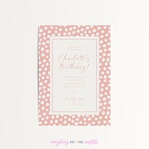 Pink Polka Dots Birthday Party Invitation Template, Printable, Instant ...