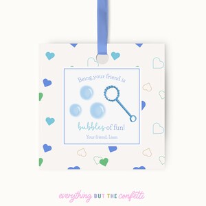 Printable Valentines Day Card Template, Kids Valentine Tags, Bubble Valentine, Valentines Day Bubbles, Valentine Classroom Treat Favor Tag