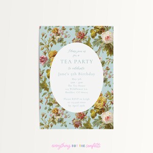 Whimsical Garden Editable Printable Invitation Template, Birthday Invitation, Tea Party Invitation, Instant Download, Invitation Template
