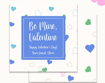 Printable Valentine for Kids, Cute Boy Valentine Printable, Editable Valentine's Day Template, Valentine's Hearts Card, You're Sweet Card