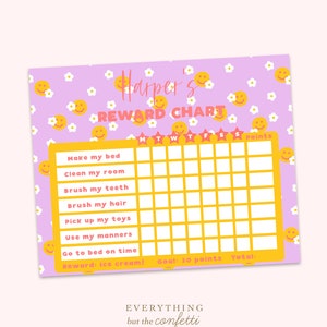 Printable Reward Chart, Editable, Instant Download, Printable, DIY Reward Chart for Kids ...