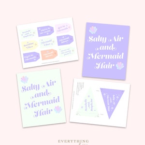 Pacote de sereia, bandeirinhas de sereia, imprimíveis para crianças, kit de festa para impressão, festa submarina, kit de festa submarina, pacote infantil