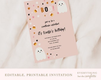 Boo Halloween Party Invitation Template, Cute Halloween Invitation, Kids Halloween Party Invite Template, Editable, Printable, DIY Party