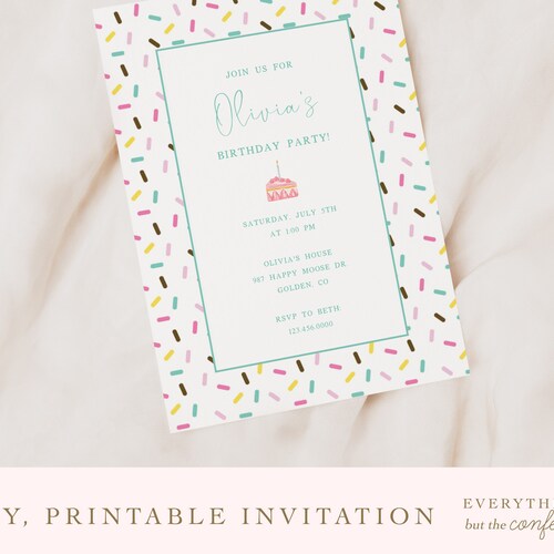 Birthday Sprinkles Invitation Template Invitation Printable Etsy