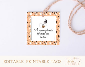 Editable Halloween Favor Tags, BOO Halloween Treat Tags, Trick Or Treat Tags, Ghost Party Tags, Printable, Halloween DIY Tags, Tags Template