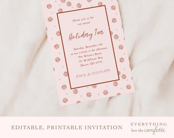 Peppermint Sparkles Holiday Invitation Template, Christmas Party Invitation Template, Printable, Editable, DIY Holiday Party Invite, Invites