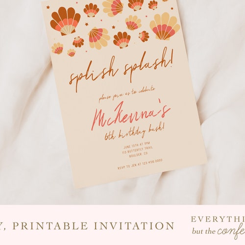 Boho Seashells Party Invitation Template Under the Sea - Etsy