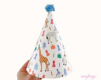 Chapeau de fête d'anniversaire animaux de la fête imprimable, imprimable, chapeaux de fête d'anniversaire pour enfants, sauvage, un, deux, sauvage, chapeaux de fête, téléchargement immédiat, imprimable