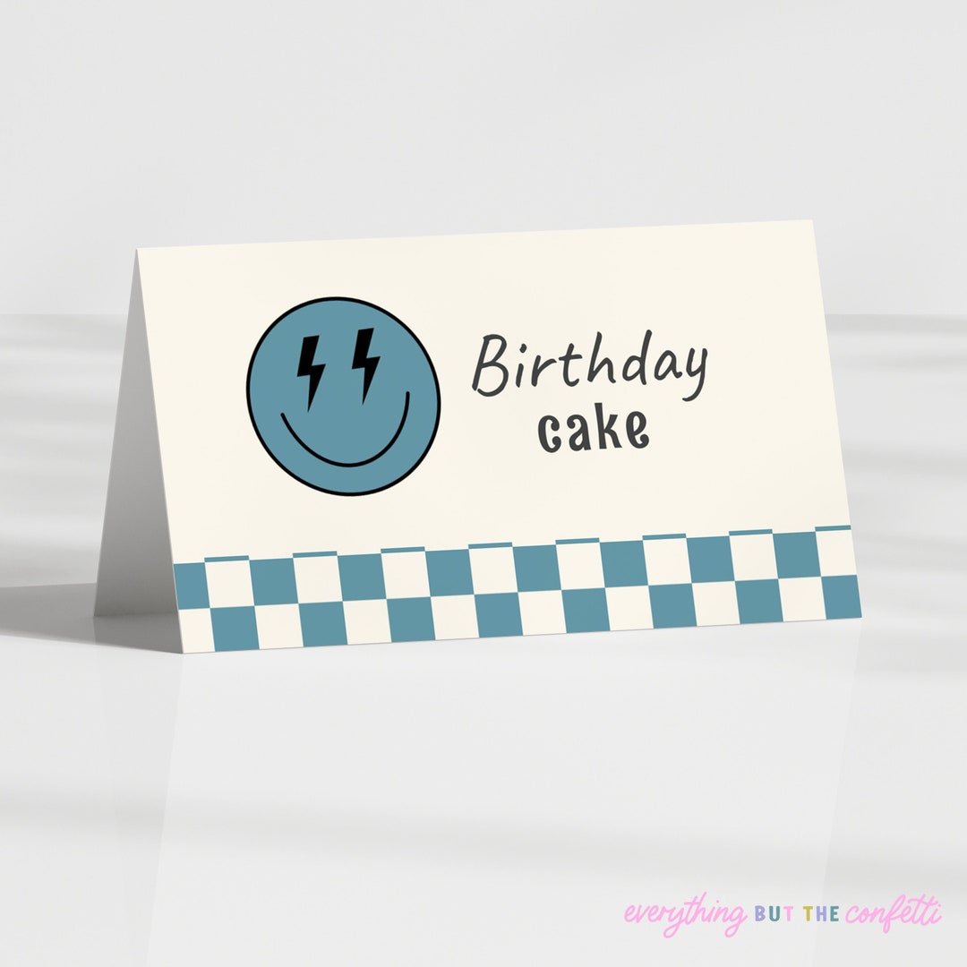 Smiley Faces Printable Food Tent Label Template, One Happy Dude Food ...