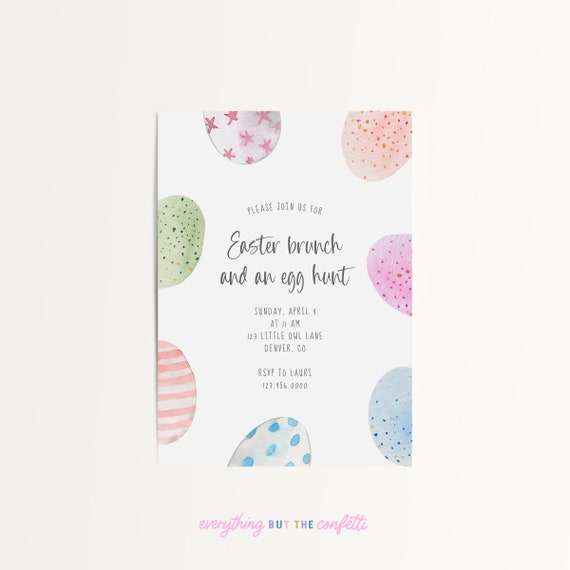 Easter Egg Hunt Invitation Template, Easter Invitation, Easter Brunch Invitation, Instant Download, Printable Invitation, Spring Invitation