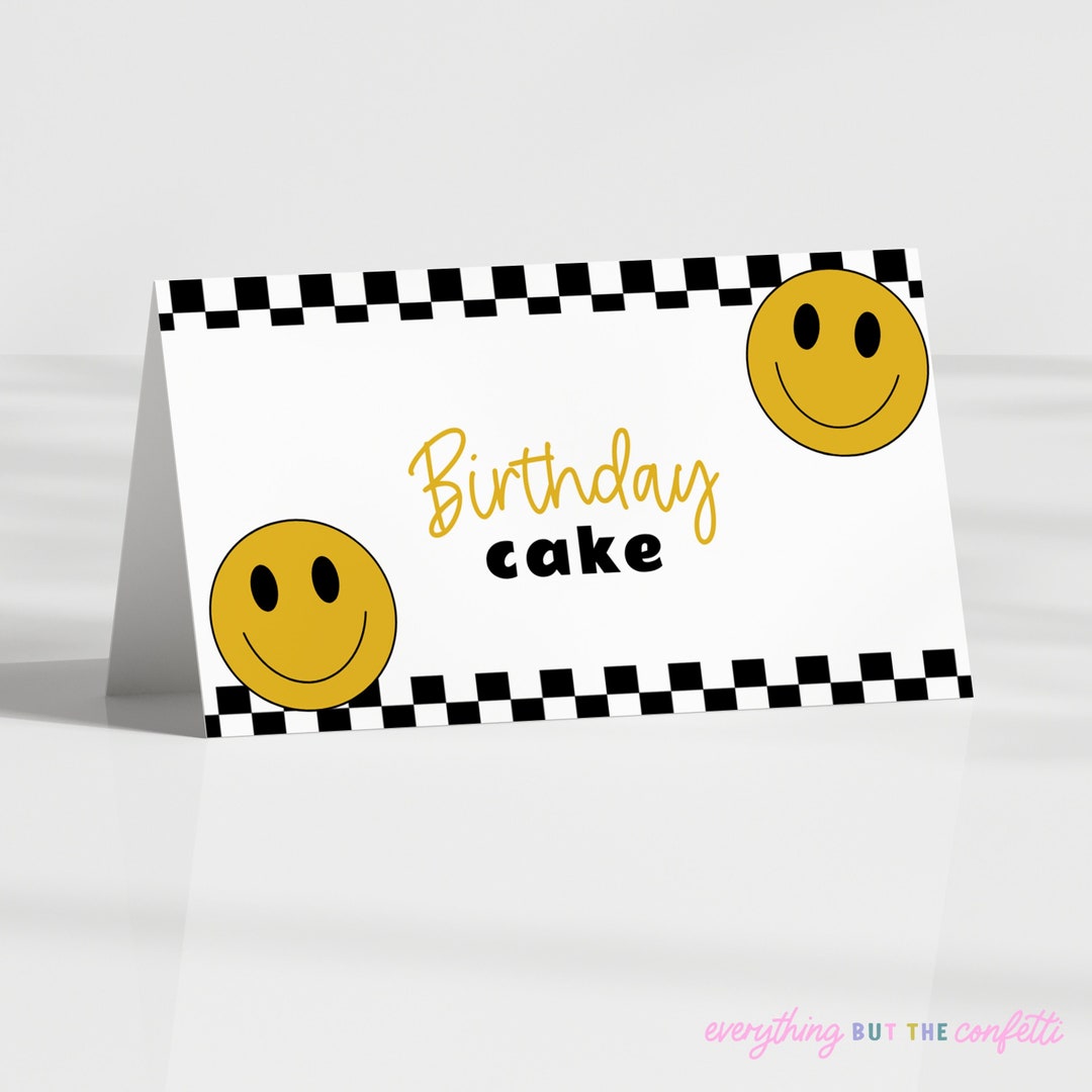 Smiley Faces Printable Food Tent Label Template, One Happy Dude Food ...