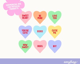 Candy Hearts Valentines Day SVG PNG, Sweetheart Galentines Svg Png, Carino Valentines Day Png Svg File di taglio per la sublimazione di San Valentino