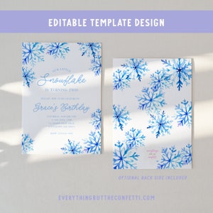 Printable Winter Wonderland Birthday Invitation Template, Snowflakes ...