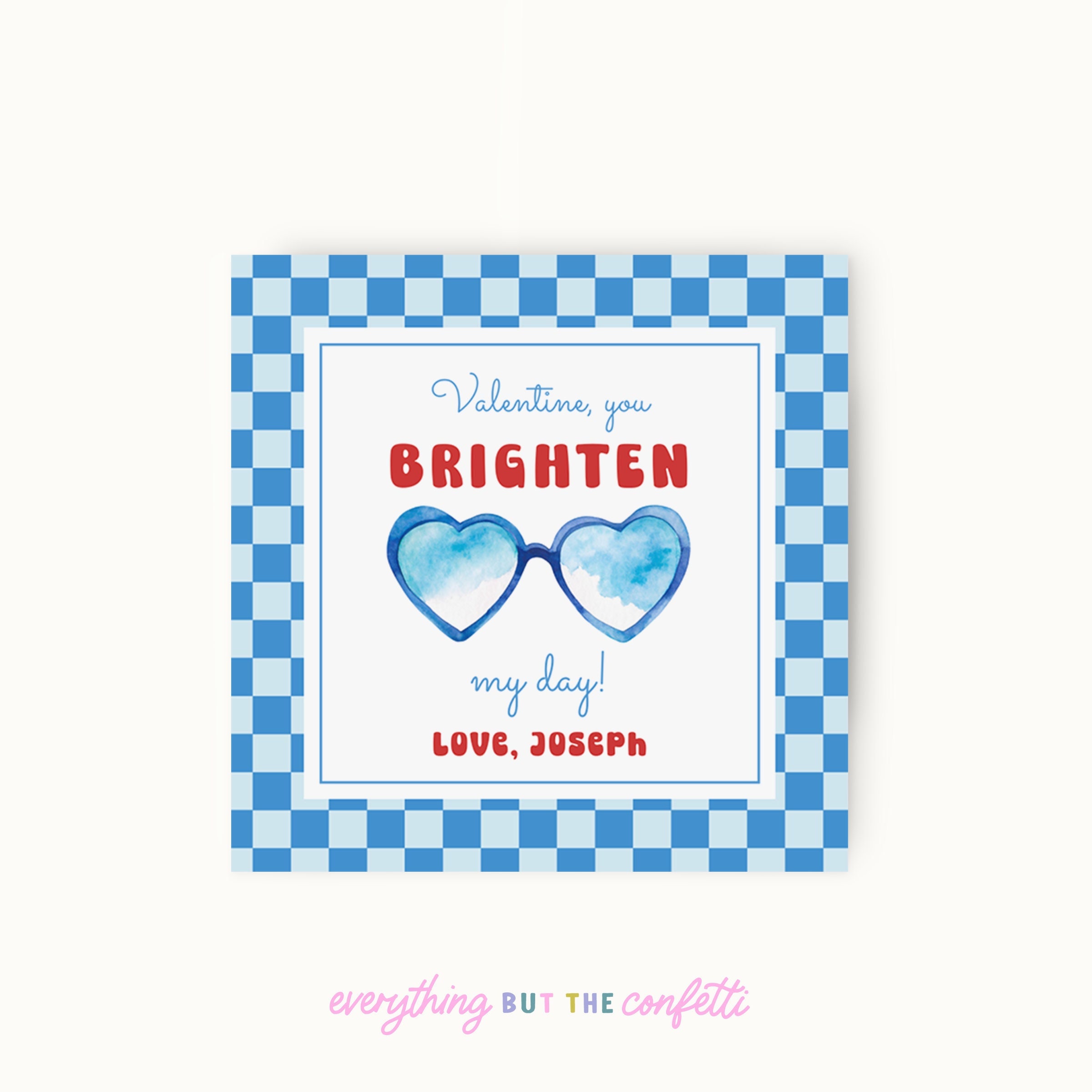Printable Heart Sunglasses Valentine Template, Valentine You