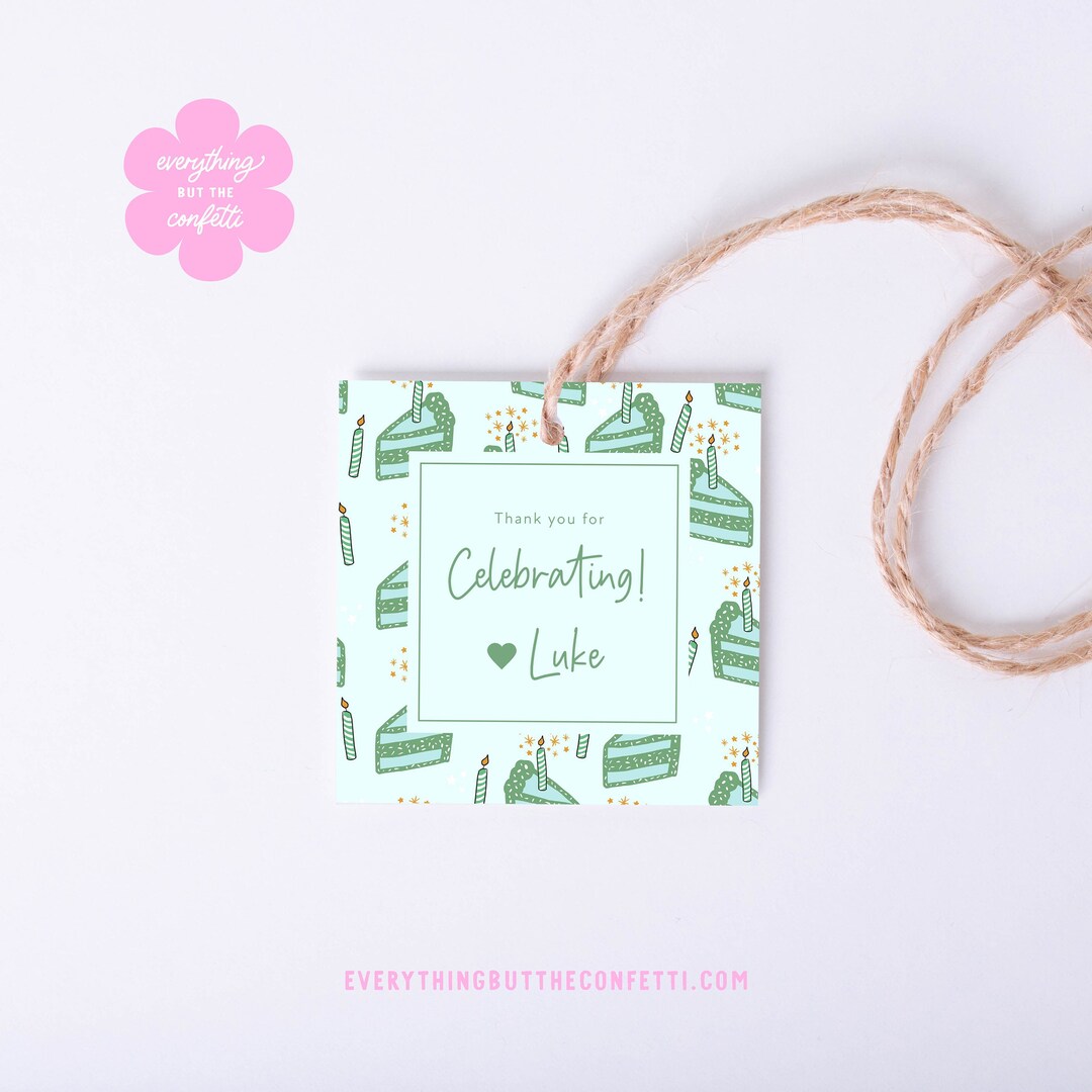 Birthday Cake Party Favor Tag Template Printable, Printable Favor Tags ...
