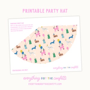 Chapéu de festa de aniversário Let's Pawty Puppy para impressão, chapéus de festa de aniversário para impressão para crianças, chapéus de festa para download instantâneo, chapéu de festa para festa de cachorro