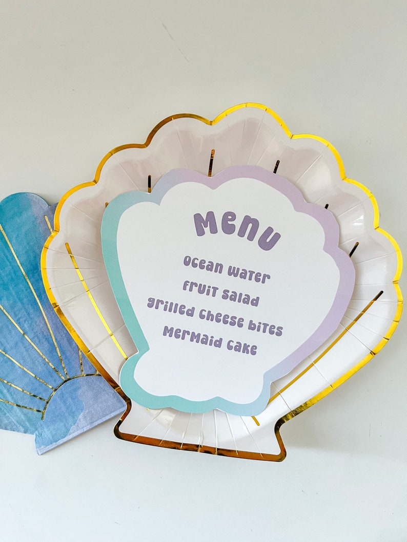 Printable Mermaid Shell Menu Template, Seashell Menu Template ...