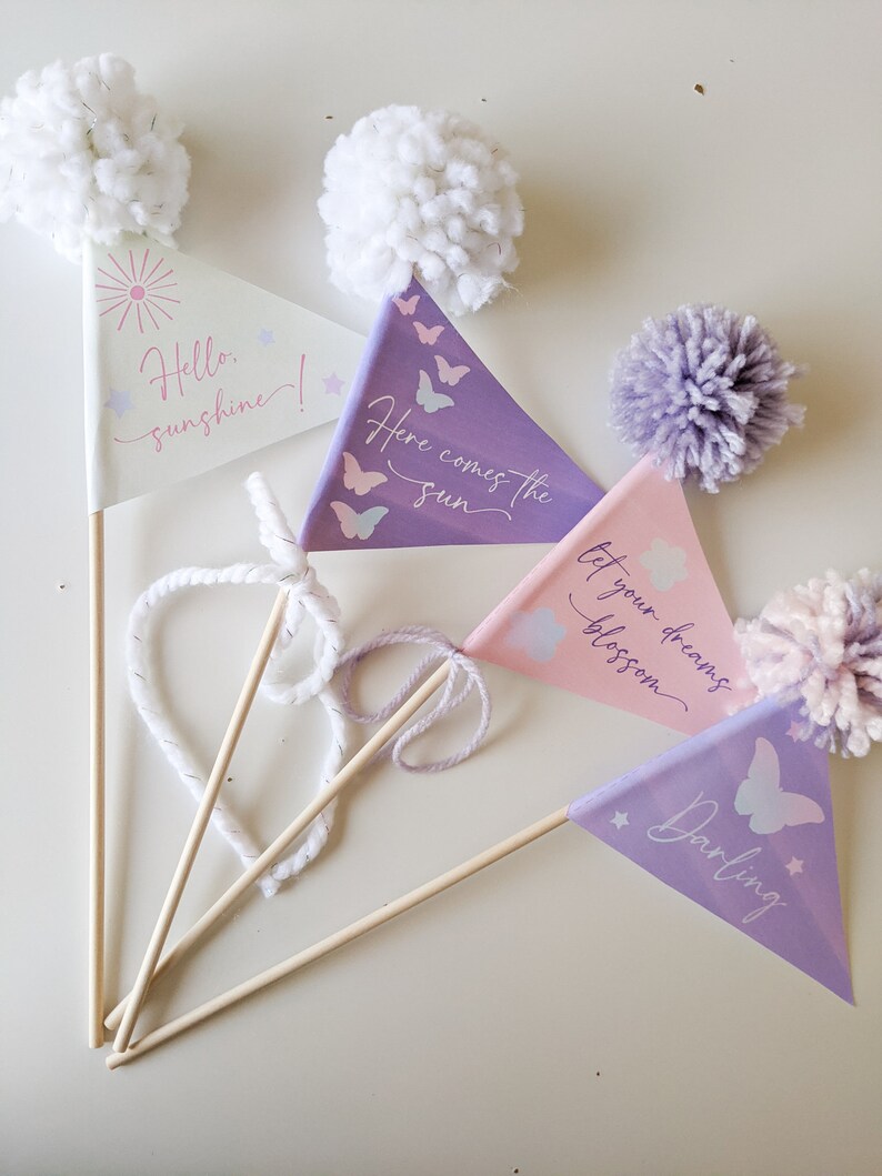 Whimsical Garden Printable Pennant Flags DIY Pennant Flags - Etsy