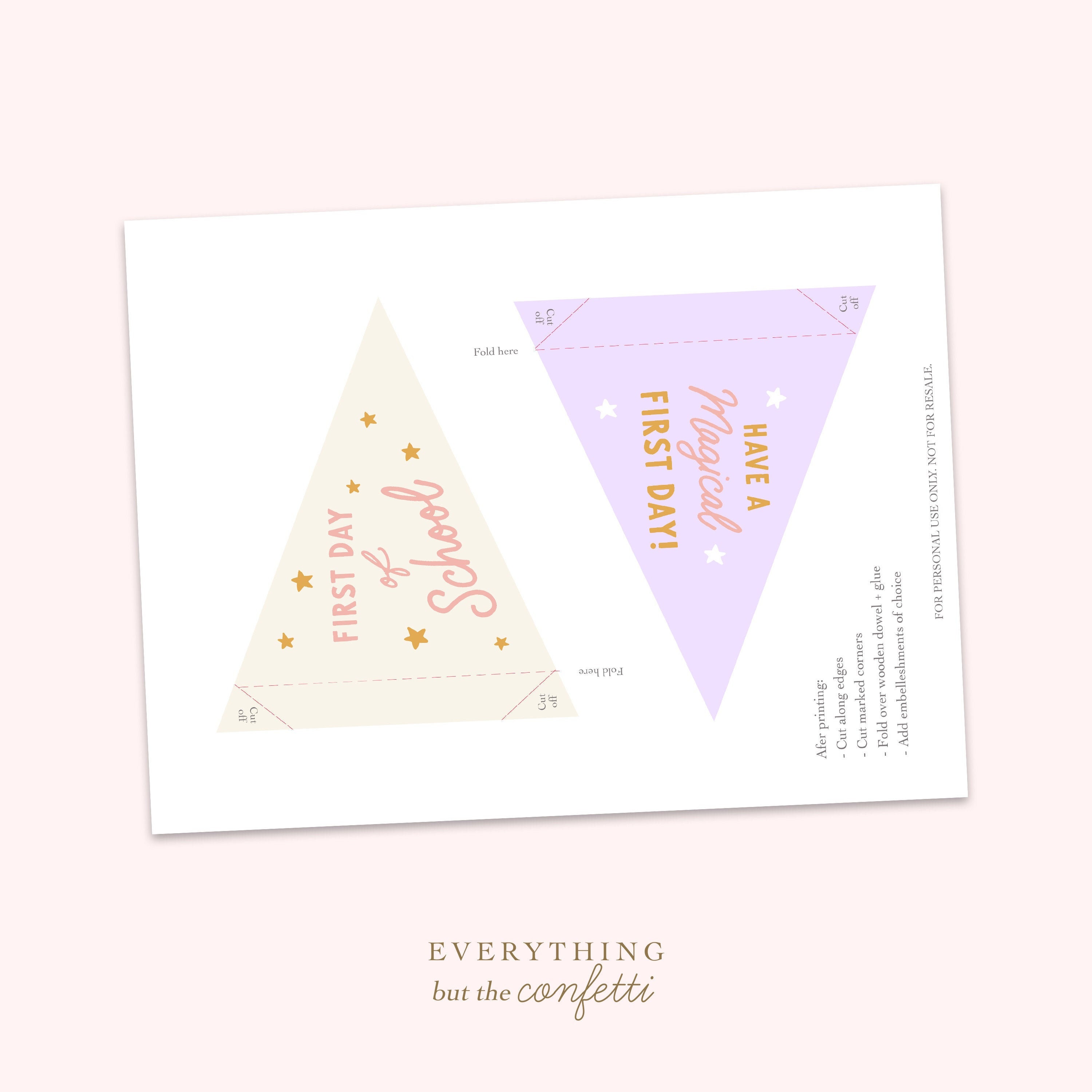 First Day of School Pennant Flag Templates Printable Pennant - Etsy
