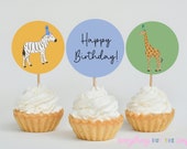 Printable Party Animals Cupcake Toppers, Party Animals Birthday Cake Topper Printable, Wild One Cupcake Topper, Birthday Printables for Kids