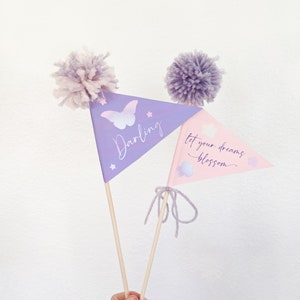 Whimsical Garden Printable Pennant Flags, DIY Pennant Flags, Pennant Flags for Kids, Printable Crafts, Party Printables, Flag Templates